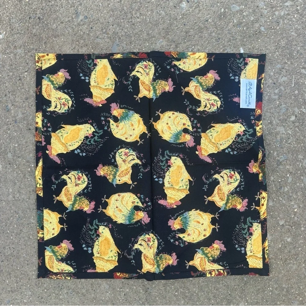 April Cornell Rooster Napkin Set of 3 100% Cotton French Country Farmhouse